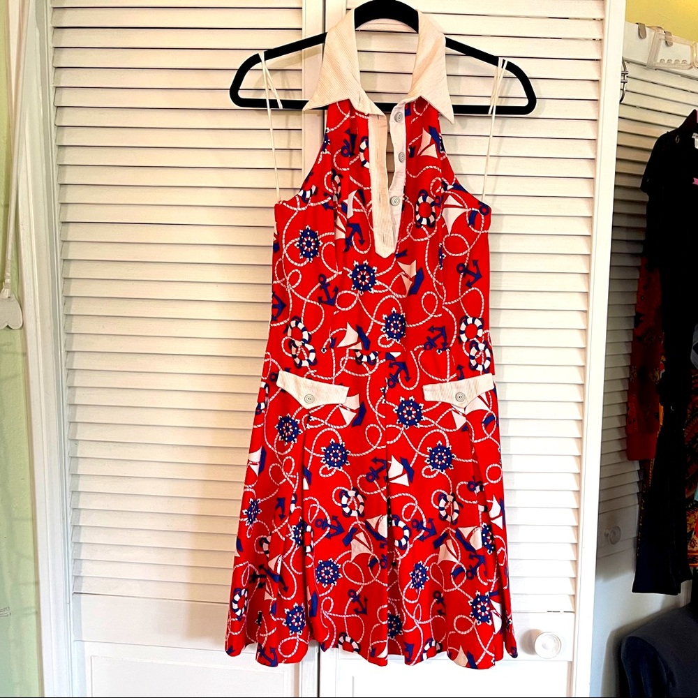 Vintage sailor nautical halter dress